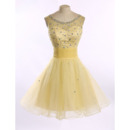 Ravishing A-Line Short Tulle Homecoming Party Dresses with Crystal Beading Bodice