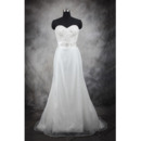Discount A-Line Sweetheart Full Length Organza Over Satin Wedding Dresses with Beaded Appliques