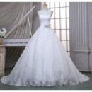 Graceful Ball Gown Illusion Neckline Court Train Lace Wedding Dresses