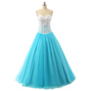 Shimmering Rhinestone Beading Satin Tulle Prom Party Dresses/ Quinceanera Dresses