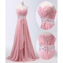 Elegance Sweetheart Pleated Chiffon Evening/ Prom Party Dresses with Beaded Waist