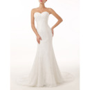 Simple Sheath Sweetheart Sleeveless Lace Wedding Dresses with Beading Detail
