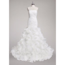 Romantic Criss-Cross Bodice Organza Wedding Dress with Ruffles Galore Skirt