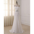 Discount Ruched Bodice Chiffon Wedding Dresses with Rhinestone Waist