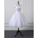 Simple Ball Gown Knee Length White Tulle Wedding Dresses