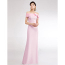 Elegance Ruched Off-the-shoulder Floor Length Satin Evening Dresses with Bowknot