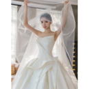 Stunning Ball Gown Ruched Satin Wedding Dresses with Wide Horsehair Edging