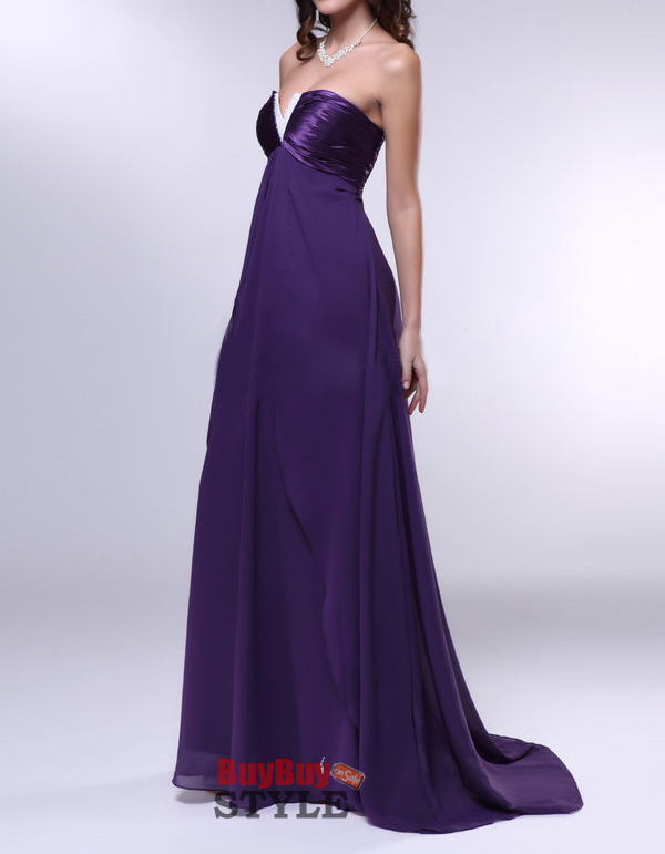 Stylish Empire Strapless Full Length Chiffon Evening Dresses With ...